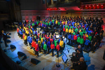 All 10 BCC choirs with Ellison Parks and Chelsea Public Schools for Becoming King, 20th Annual Dr. Martin Luther King, Jr. Tribute Concert at Symphony Hall in January 2023. (Courtesy Mayor's Office, photo by Jeremiah Robinson)