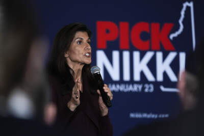 Republican presidential candidate and former United Nations Ambassador Nikki Haley speaks during a campaign event in Hollis, N.H., Thursday, Jan. 18, 2024. (Matt Rourke/AP)