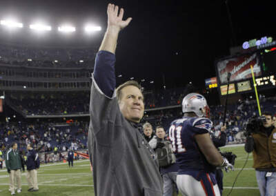 New England Patriots coach Bill Belichick waves to fans after the Patriots beat the New York Jets in Foxborough, Mass., Sunday Nov. 22, 2009. (Elise Amendola/AP)
