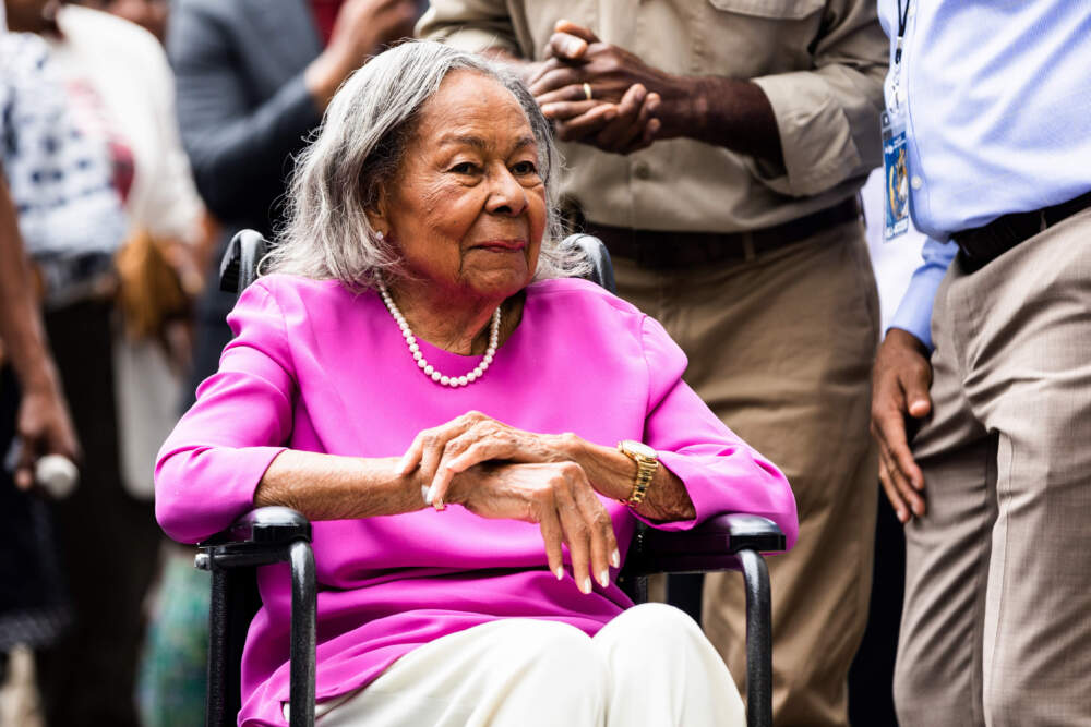 Rachel Robinson, widow of Jackie Robinson, is shown at the ribbon cutting ceremony for the opening of the Jackie Robinson Museum, Tuesday, July 26, 2022, in New York. (Julia Nikhinson/AP)