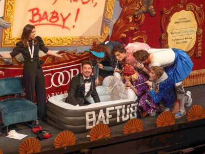Barry Keoghan, the Hasty Pudding Man of the Year in 2024, at a roast on Feb. 2. This year's show was called &quot;Heist, Heist, Baby.&quot; (Courtesy Hasty Pudding Theatricals)