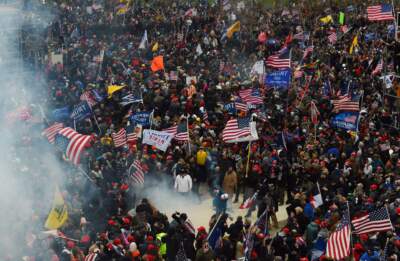 Trump supporters clash with police and security forces as they storm the US Capitol in Washington D.C on Jan. 6, 2021. (Roberto Schmidt/AFP via Getty Images)