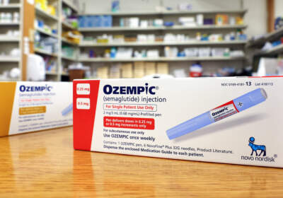 Boxes of the diabetes drug Ozempic rest on a pharmacy counter. Ozempic was originally approved by the FDA to treat people with Type 2 diabetes — who risk serious health consequences without medication. In recent months, there has been a spike in demand for Ozempic, or semaglutide, due to its weight loss benefits, which has led to shortages. (Mario Tama/Getty Images)