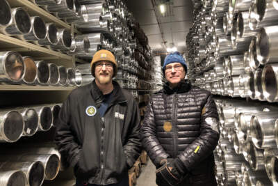 Richard Nunn and Curt La Bombard are curators at the National Science Foundation’s Ice Core Facility in Lakewood, Colorado, which holds the largest archive of ice in the world—containing some 25,000 meters. (Frani Halperin/H2O Media)