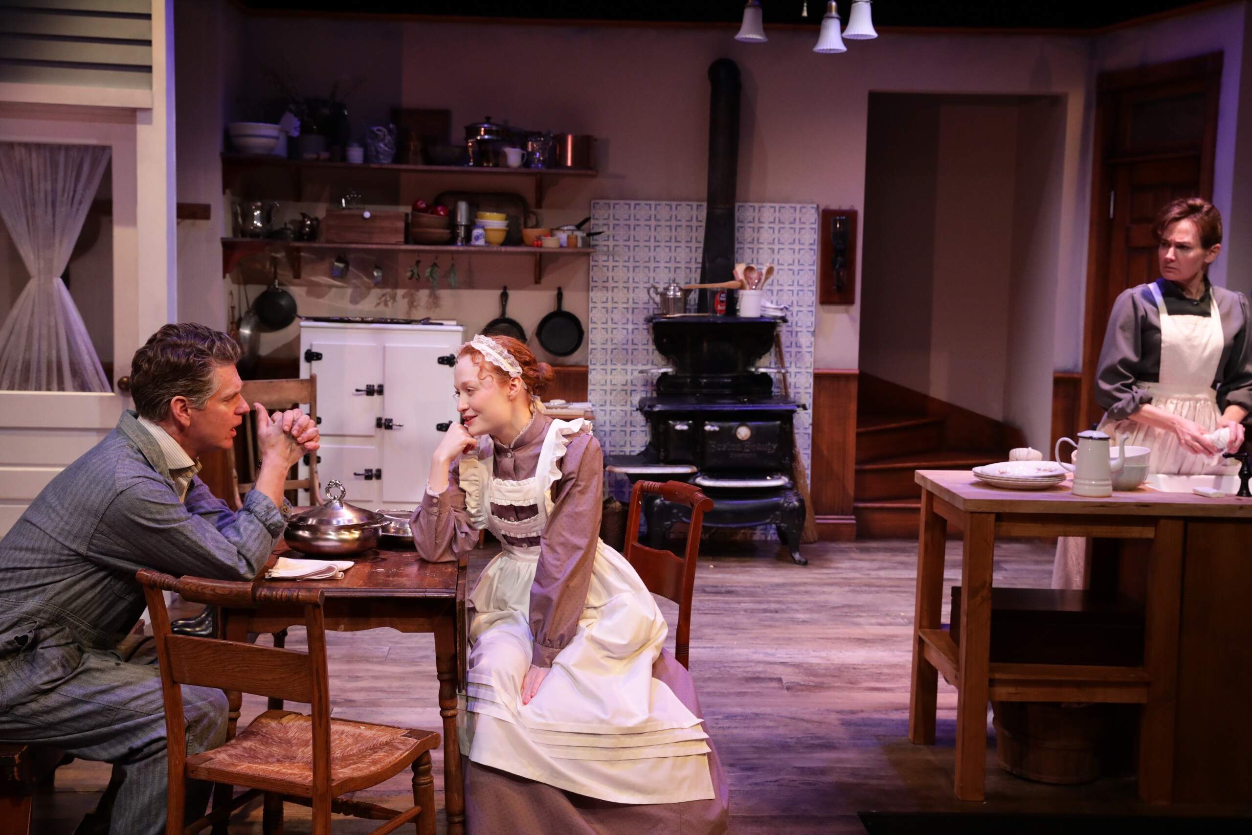 Michael Kaye (Jack), Kate Fitzgerald (Cathleen) and Aimee Doherty (Bridget) in &quot;Thirst&quot; at the Lyric Stage Company. (Courtesy Mark S. Howard)