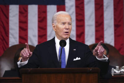 President Biden delivers the State of the Union address to a joint session of Congress. (Shawn Thew/Pool via AP)