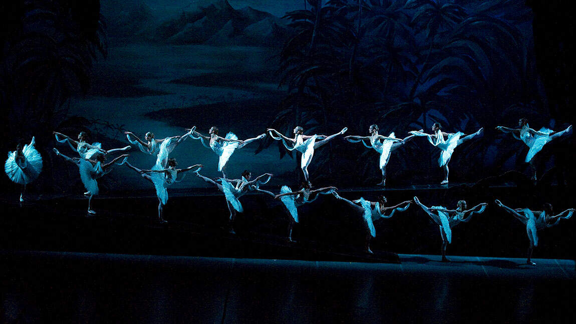 Artists of Boston Ballet in &quot;Kingdom of the Shades.&quot; (Courtesy Gene Schiavone/Boston Ballet)
