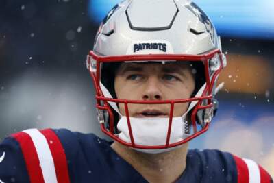 New England Patriots quarterback Mac Jones prior to a game in January 2024. (Michael Dwyer/AP)