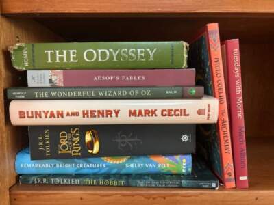 A book stack on the author's shelf. (Courtesy Mark Cecil)