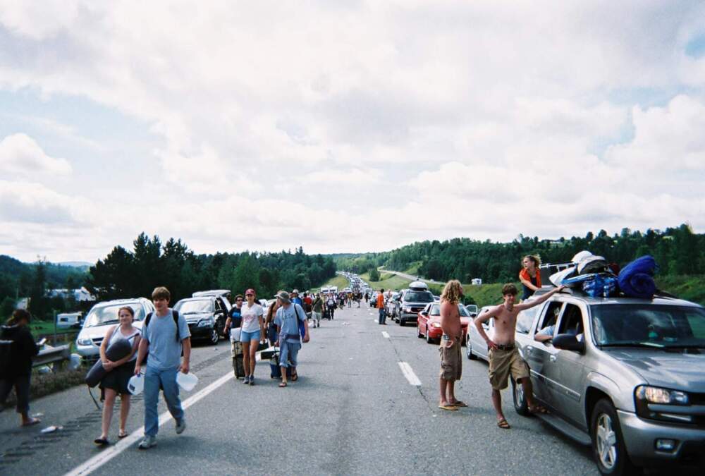 The traffic getting to Phish's 2004 concerts in Coventry got so bad that people parked on Interstate 91. (Courtesy of Todd Levy)