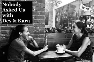 Runners Des Linden and Kara Goucher host the podcast &quot;Nobody Asked Us.&quot; (Courtesy)