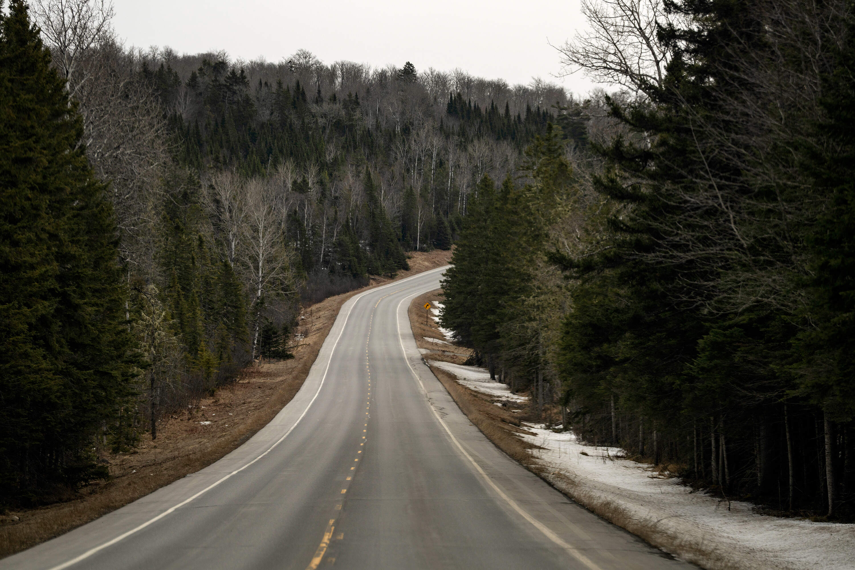The highway to Caribou in Aroostook County, Maine, near the Canadian border. (Ashley L. Conti for The New York Times)