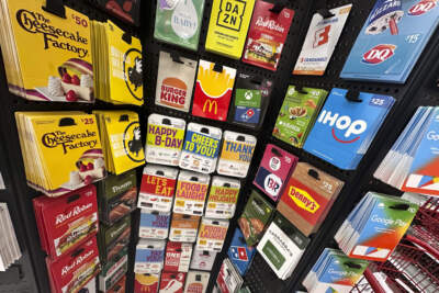 Gift cards are displayed at a Target store, in New York, Thursday, Dec. 21, 2023. (Richard Drew/AP)