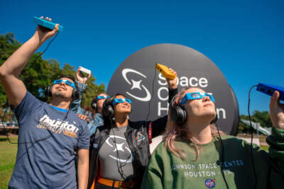A group using LightSound during the 2023 annular eclipse. (Courtesy of Rochelle Pettaway)