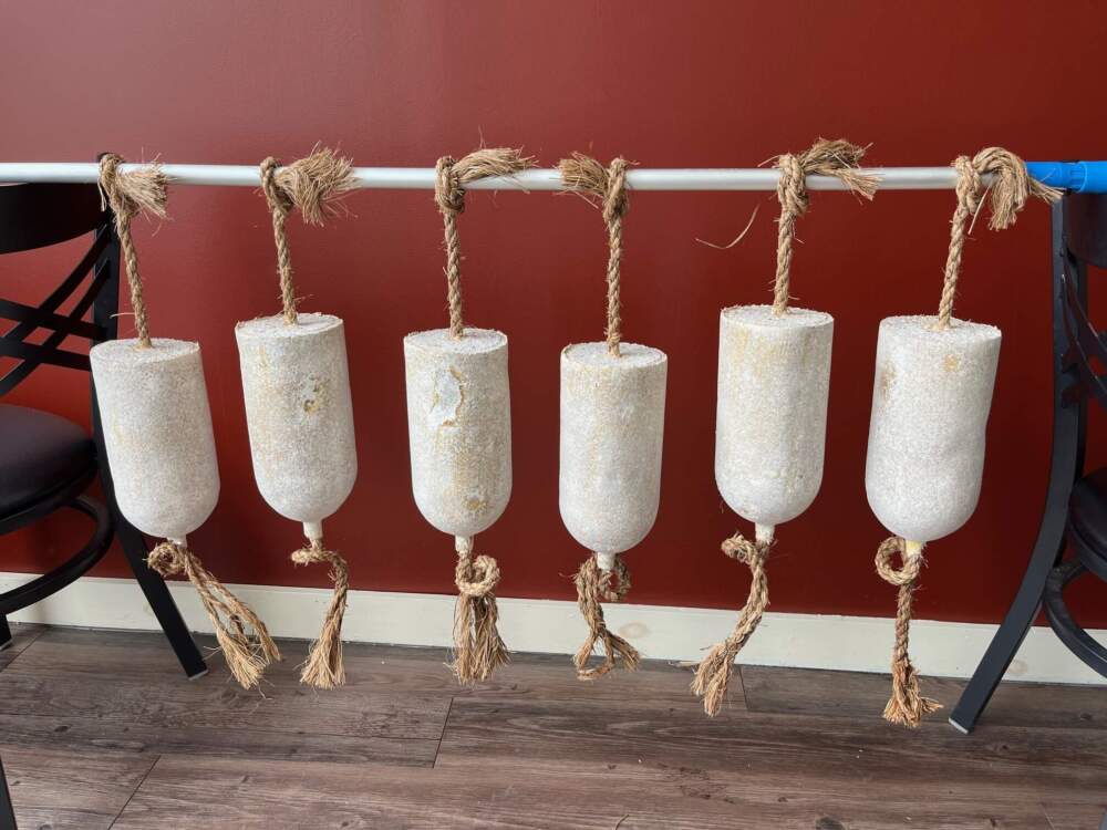 Buoys made from mycelium. (Courtesy of Nantucket’s Natural Resources Dept.)
