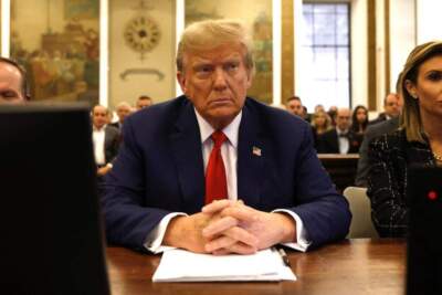 Former US President Donald Trump sits in New York State Supreme Court during the civil fraud trial against the Trump Organization, in New York City on January 11, 2024. (Peter Foley/AFP via Getty Images)