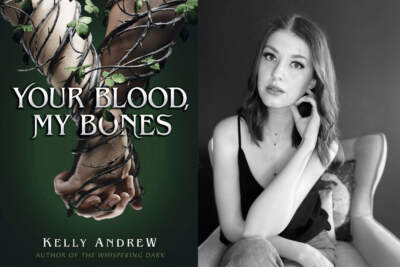 The cover of &quot;Your Blood, My Bones&quot; beside author Kelly Andrew. (Courtesy) 