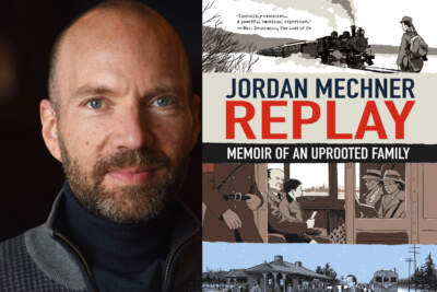 Jordan Mechner and the cover of &quot;Replay: Memoir of an Uprooted Family.&quot; (Courtesy)