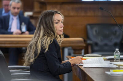 Karen Read sits in court during jury selection at Norfolk County Superior Court, Wednesday, April 17, 2024, in Dedham, Mass. (David McGlynn/New York Post via AP)