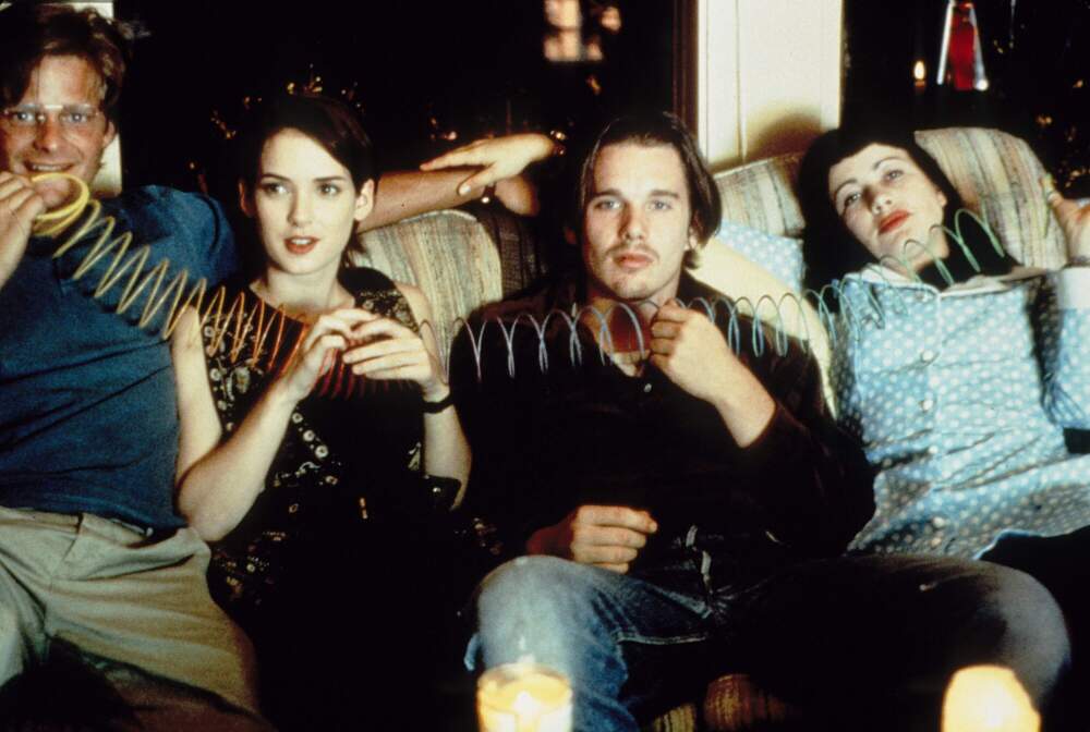 From left, Steve Zahn, Winona Ryder, Ethan Hawke and Janeane Garofalo in director Ben Stiller's 1994 film "Reality Bites." (Courtesy Photofest)
