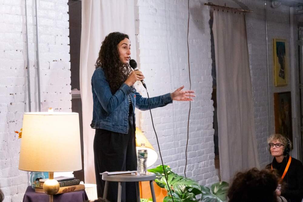 Comedian Atheer Yacoub performs at the Jar in Boston. (Courtesy of  Anna Olivella/The Jar)