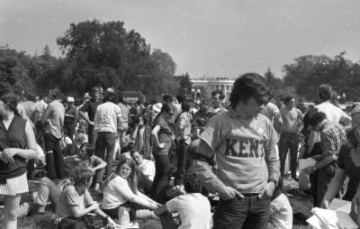 Protesters wear attire reading Kent, referring to Kent States, during a student strike and protest against the Vietnam War on the National Mall in Washington, DC, following the Kent State Massacre in 1970. (Stuart Lutz/Gado/Getty Images)